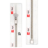 Rits deelbaar | Opti | metaal zilver M60 | 70 cm | 009 wit Rits OPTI-D-M60-ZILVER-70-CM-009-WIT - Fourniturenkraam.nl